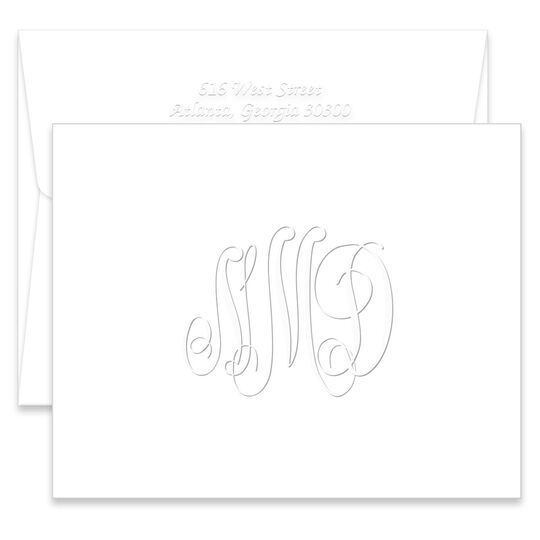 Traditional Monogram Embossed Folded Note Cards